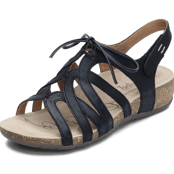 Josef Seibel Women Natalya 01  Comfort Leather Sandals Cork Wedge shoes 9 - Picture 1 of 13